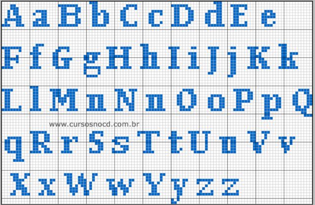 ARTESANATO - Alfabeto em ponto cruz com letras pequenas