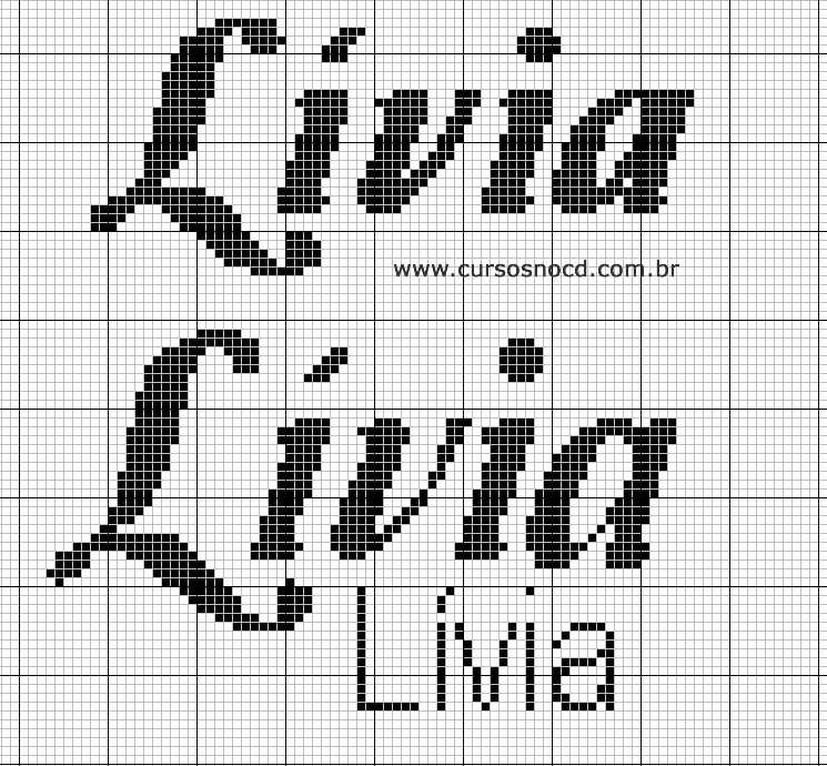 ARTESANATO - Gráfico com o nome Lívia em Ponto Cruz