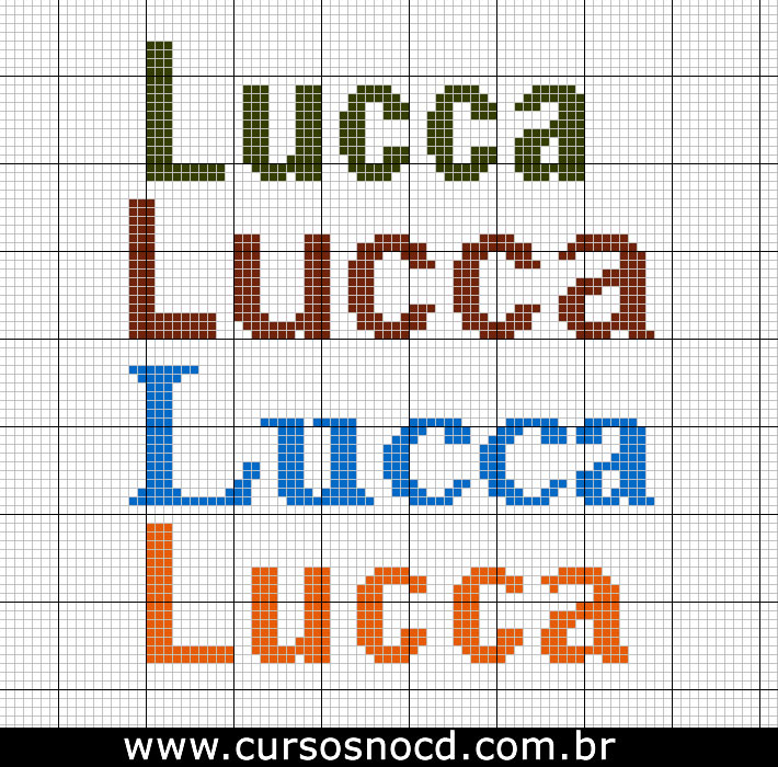ARTESANATO - Gráfico com o Nome Lucca em ponto cruz