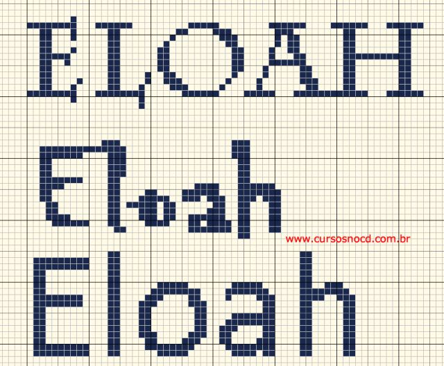 ARTESANATO - Gráfico em ponto cruz com o nome Eloah