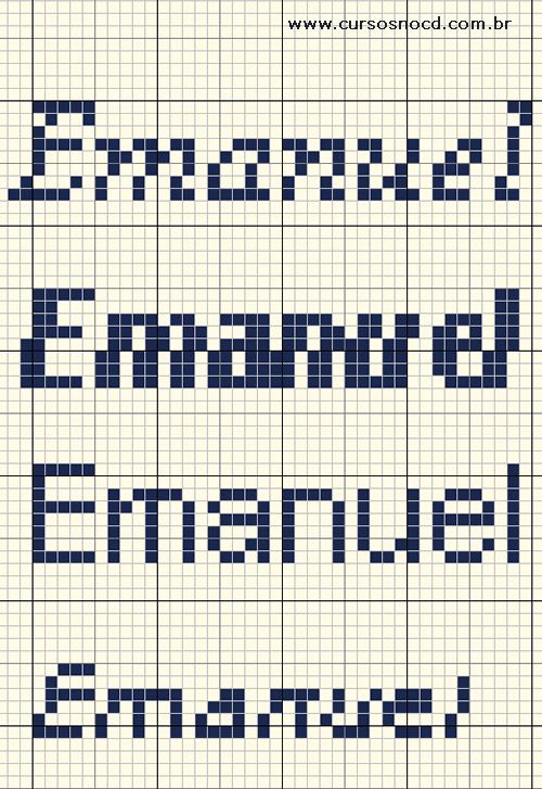 ARTESANATO - Gráfico em ponto cruz com o nome Emanuel