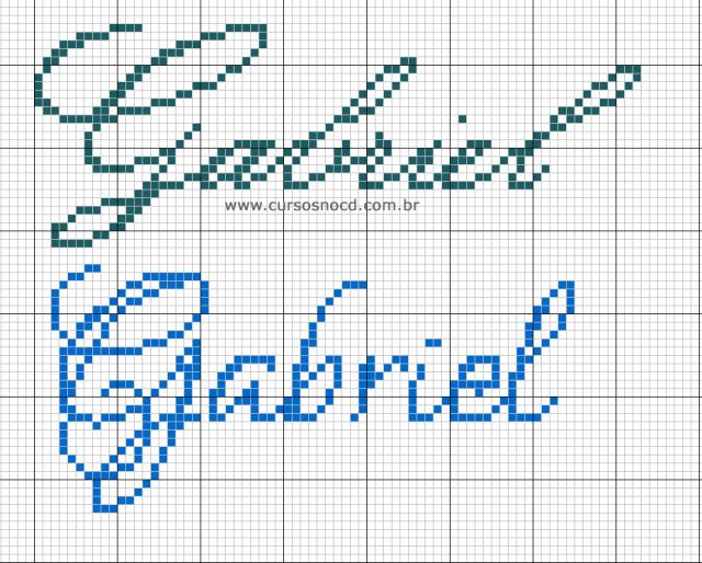 ARTESANATO - Gráfico em ponto cruz com o nome Gabriel