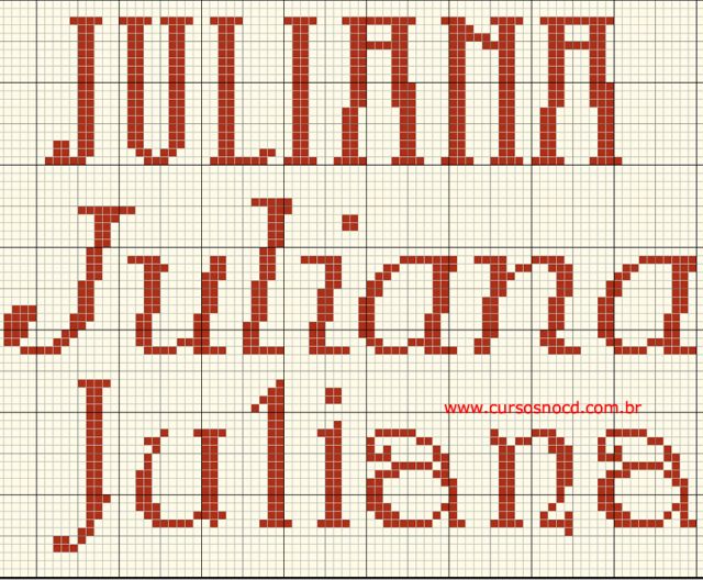 ARTESANATO - Gráfico em ponto cruz com o nome Juliana
