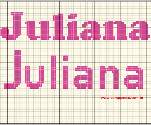 ARTESANATO - Gráfico em ponto cruz com o nome Juliana