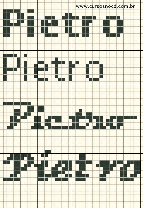 ARTESANATO - Gráfico em ponto cruz com o nome Pietro