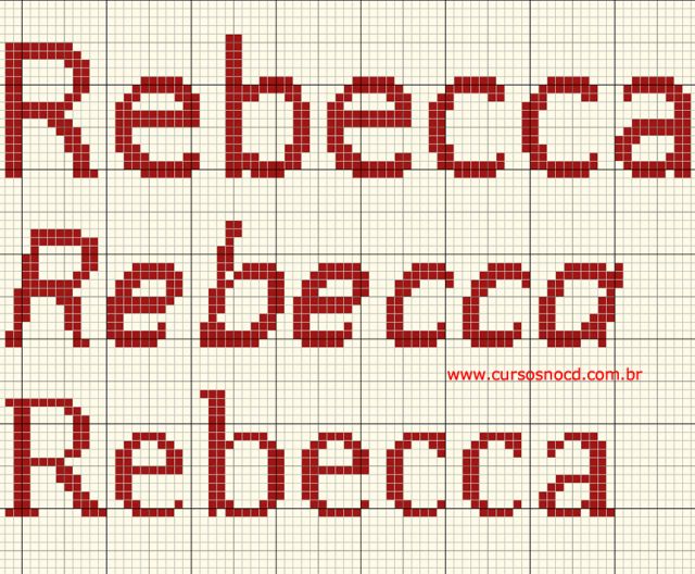 ARTESANATO - Gráfico em ponto cruz com o nome Rebecca