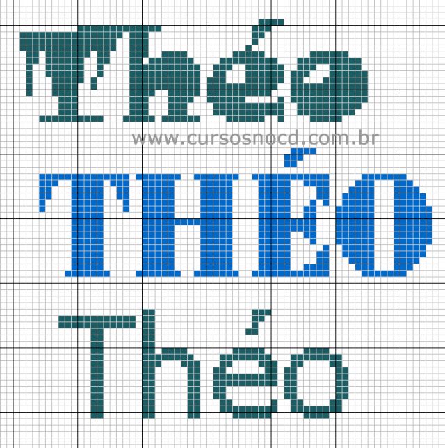 ARTESANATO - Gráfico grátis em ponto cruz com o nome Théo