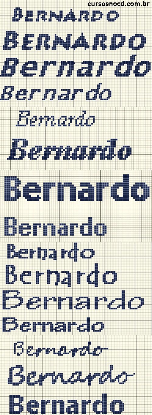 ARTESANATO - Monograma com nome Bernardo em Ponto Cruz