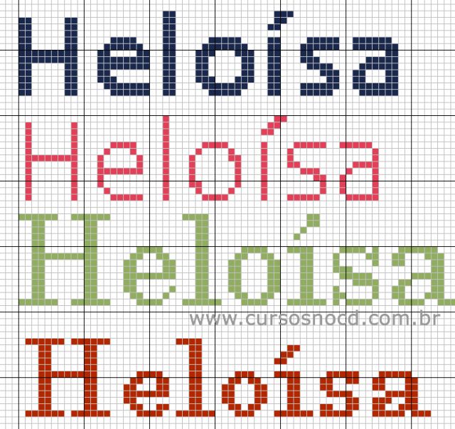 ARTESANATO - Monograma com Nome Heloísa em Ponto Cruz com diversas letras