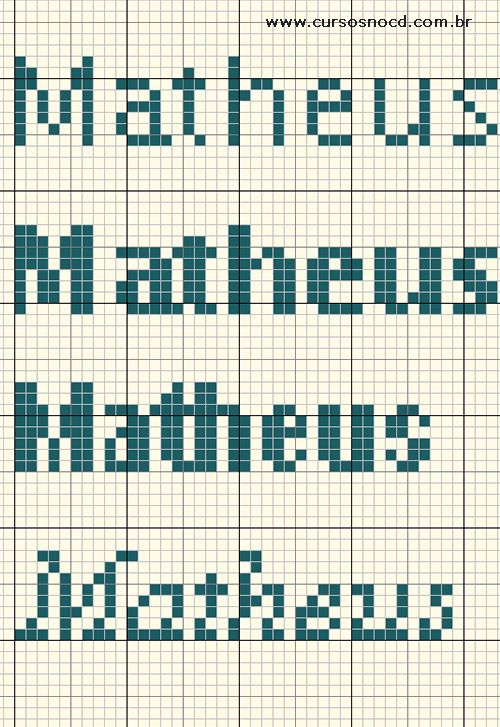 ARTESANATO - Monograma em ponto cruz com o nome Matheus
